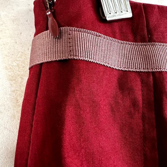 Sundance A Line Pleated Mini Skirt Bow Coquette 100% Cotton Tie Side Zip Red 6 - Picture 2 of 5